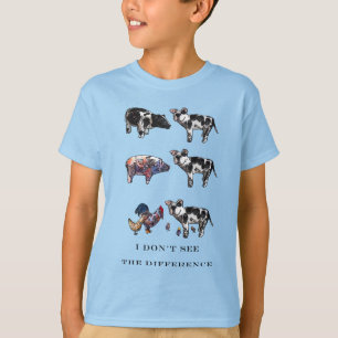 Camiseta No veo la diferencia, animales de granja