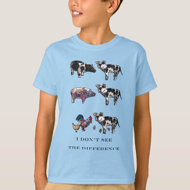 Camiseta No veo la diferencia, animales de granja (Anverso)