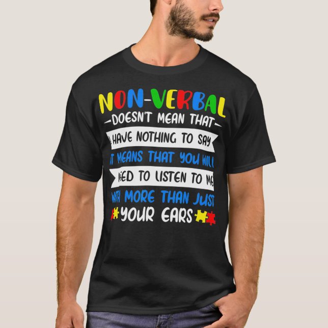 Camiseta No Verbal No Significa Que El Día Mundial Del Auti (Anverso)