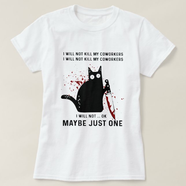 Camiseta No voy a matar a mis colegas, un gato negro asesin (Diseño del anverso)