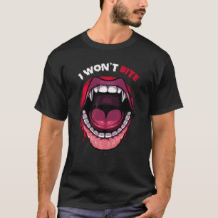 Camiseta No voy a morder a los dientes de vampiros, monstru
