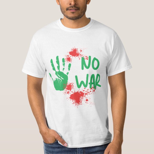 Camiseta No War - Anti-War Protest Handprint Design (Anverso)