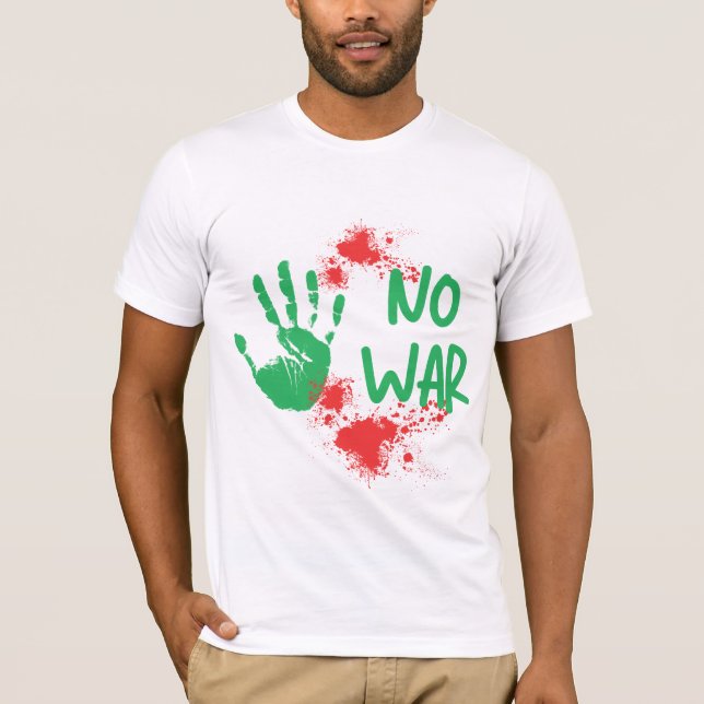 Camiseta No War - Anti-War Protest Handprint Design (Anverso)