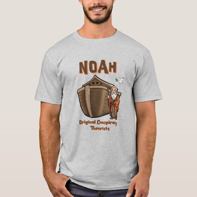 Camiseta Noah Conspiración Original Teórico Humor Cristiano (Anverso)
