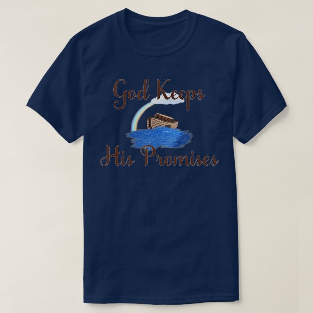 Camiseta Noahs Ark God mantiene sus promesas cristianas (Diseño del anverso)