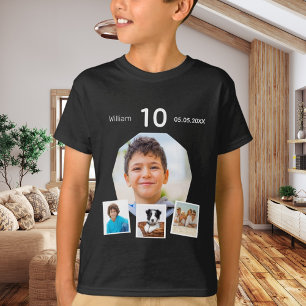 Camiseta Nóbel de cumpleaños edad de collage de fotos mucha