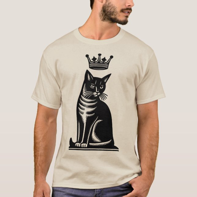 Camiseta Noble Feline Woodcut Style (Anverso)
