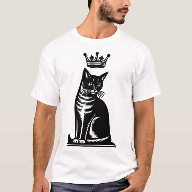 Camiseta Noble Feline Woodcut Style (Anverso)