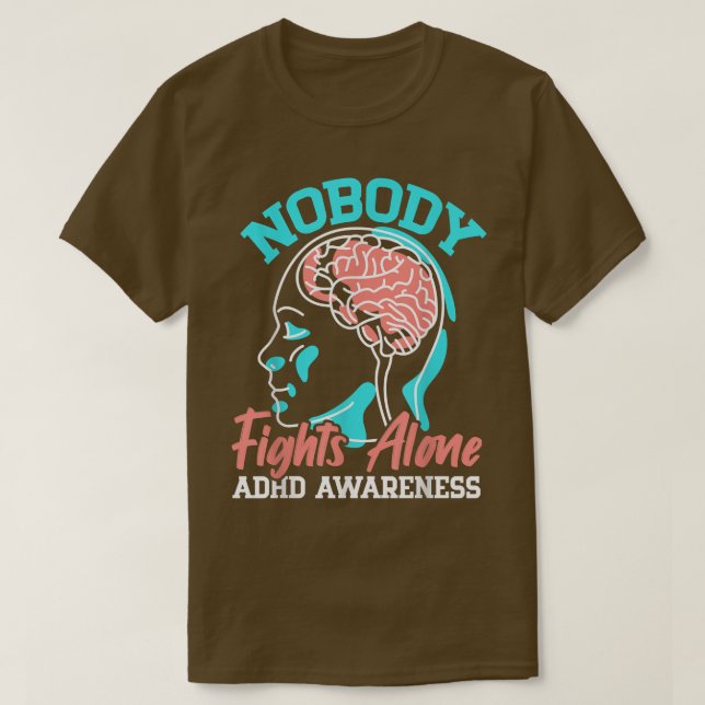 Camiseta Nobody Fights Alone ADHD Awareness Neurodiversity  (Diseño del anverso)
