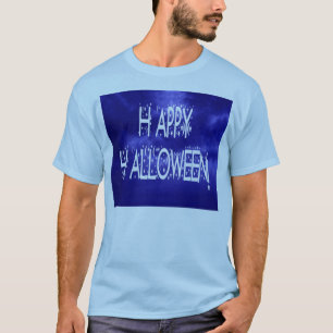 Camiseta Noche Blue Happy Halloween Mensajes de texto para 