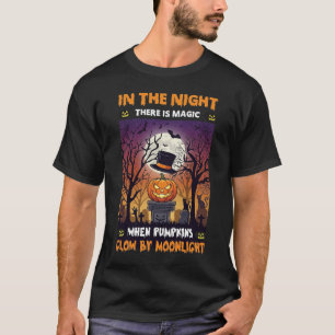 Camiseta Noche Calabaza de Halloween Sombrero Alto Luna Cem