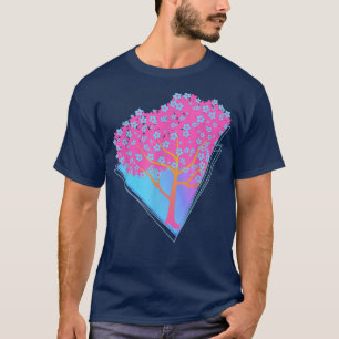 Camiseta Noche de arte japonés Sakura Flower Vaporwave Cher