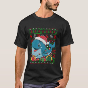Camiseta Noche de ballena azul ilumina a Ugly Santa Hat Blu