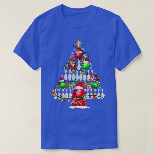 Camiseta Noche de boliche navideño alumbra a Santa Bowling  (Diseño del anverso)