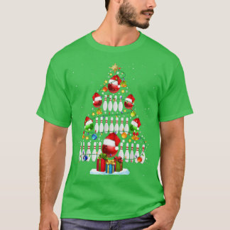 Camiseta Noche de boliche navideño alumbra a Santa Bowling 