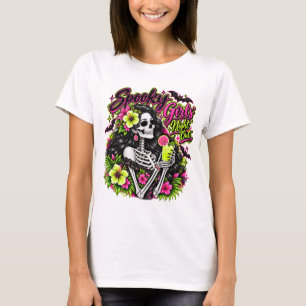 Camiseta Noche de Boo-ze de Halloween   Chica Esqueleto