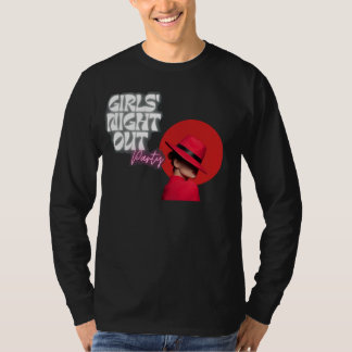 Camiseta Noche de Chicas Fiesta Chic Sombrero Rojo Gráfico