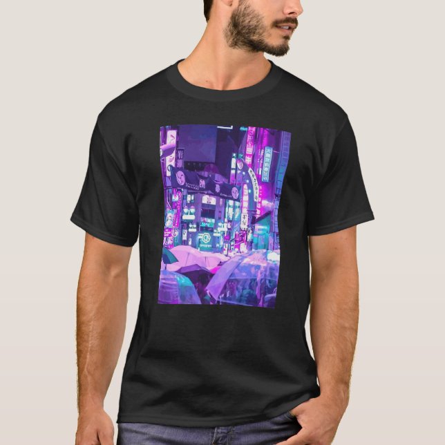 Camiseta Noche de ciencia ficción Cyberpunk City Tokyo Urba (Anverso)