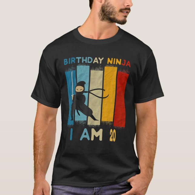 Camiseta Noche de cumpleaños Ninja Lover de 20 años Funny B (Anverso)