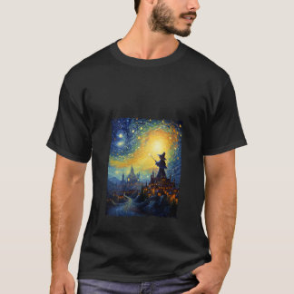 Camiseta Noche de dibujos de brujas Halloween Noche estrell