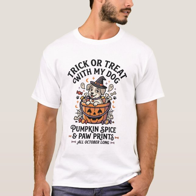 Camiseta Noche de dulces de Halloween para perros (Anverso)