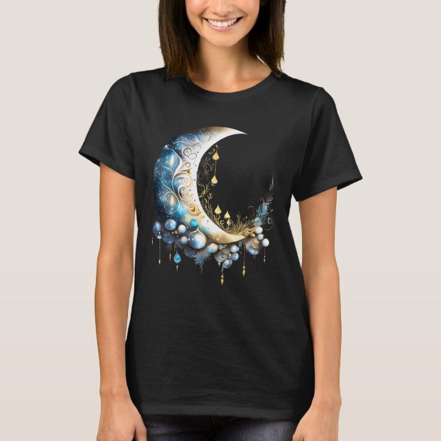 Camiseta Noche de fantasía lunar elegante moda celeste 3D (Anverso)