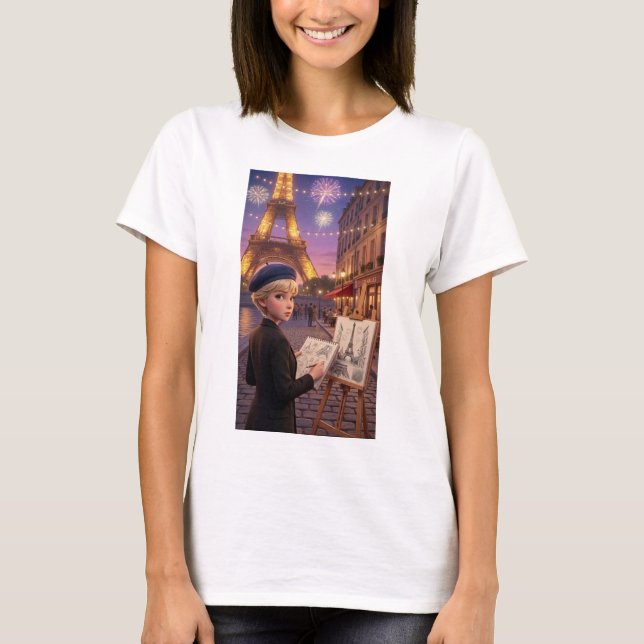 Camiseta Noche de Fuegos Artificiales Paris Sketch (Anverso)