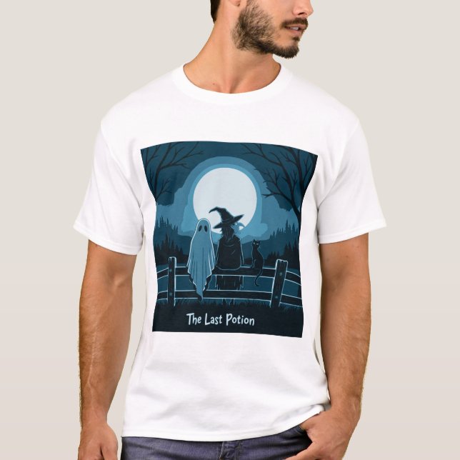 Camiseta Noche de Halloween Bruja Fantasma Negra acción de  (Anverso)