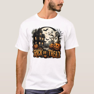 Camiseta Noche de Halloween con fantasmas y calabazas