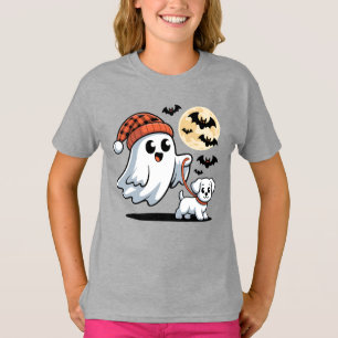 Camiseta Noche de Halloween de Papas Maltesas con fantasmas