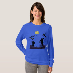Camiseta Noche de Halloween embrujada azul