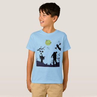 Camiseta Noche de Halloween embrujada azul claro