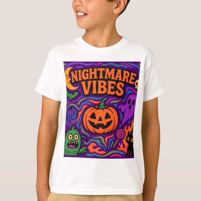 Camiseta Noche de Halloween Vibe Retro Ropa Colorida Unisex (Anverso)