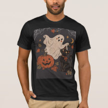 Noche de Halloween vintage con calabaza y fantasma