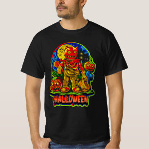 Camiseta Noche de Halloween Zombie Pumpkins Head Monstruo