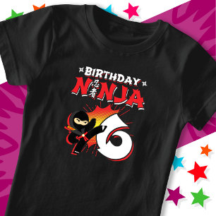 Camiseta Noche de historietas de 6 años Ninja 6 cumpleaños