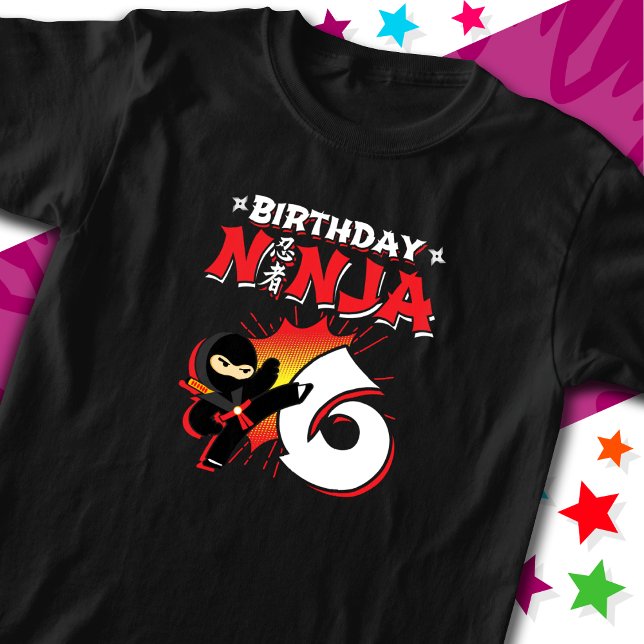 Camiseta Noche de historietas de 6 años Ninja 6 cumpleaños (Subido por el creador)