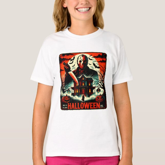 Camiseta Noche de horror retro Halloween Vibes de lavavajil (Anverso)