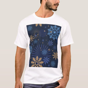 Camiseta Noche de Invierno: Patrón de copos de nieve azules