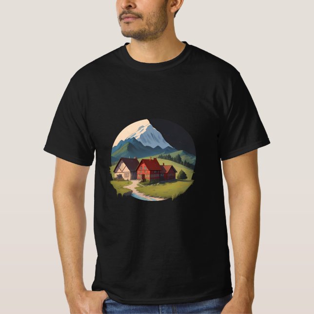 Camiseta Noche de Mountain Village y vistas (Anverso)