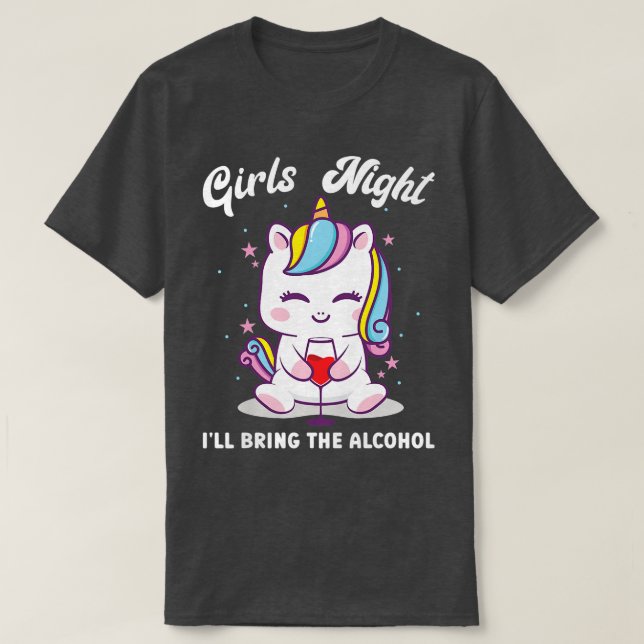Camiseta Noche de mujeres chicas Traeré el unicornio de alc (Diseño del anverso)