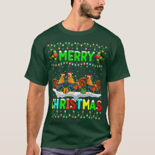 Camiseta Noche de Navidad Aves Alumbrando Santa Hat Feliz N