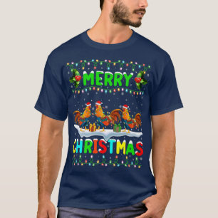 Camiseta Noche de Navidad Aves Alumbrando Santa Hat Feliz N