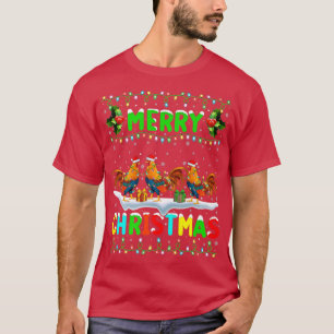 Camiseta Noche de Navidad Aves Alumbrando Santa Hat Feliz N