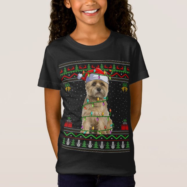 Camiseta Noche de navidad fea dulce estilo Santa Cairn Terr (Anverso)