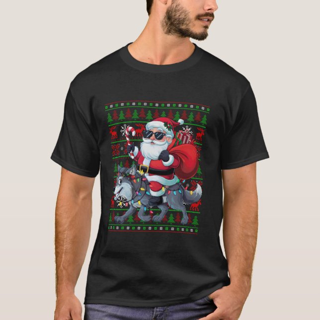 Camiseta Noche de Navidad feo ilumina a divertidos Navidade (Anverso)