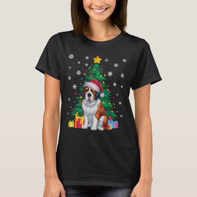 Camiseta Noche de navidad muy sudorosa alumbrando árbol de  (Anverso)