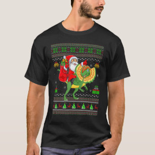 Camiseta Noche de Navidad Santa Riding Dilophosaurus Dinosa
