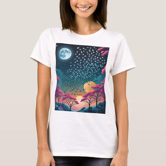 Camiseta Noche de otoño rosada (Anverso)