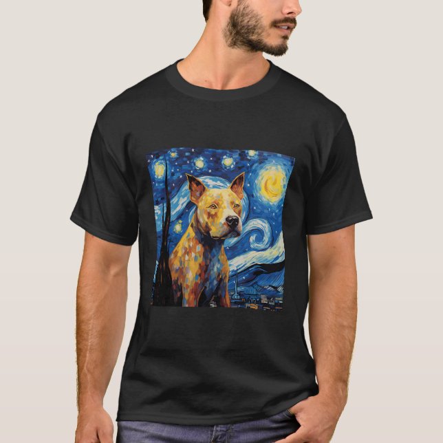 Camiseta Noche de Pitbull Starry para papá de perro (Anverso)